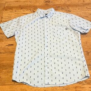 Men's Casual Light Blue Patterned Shirt